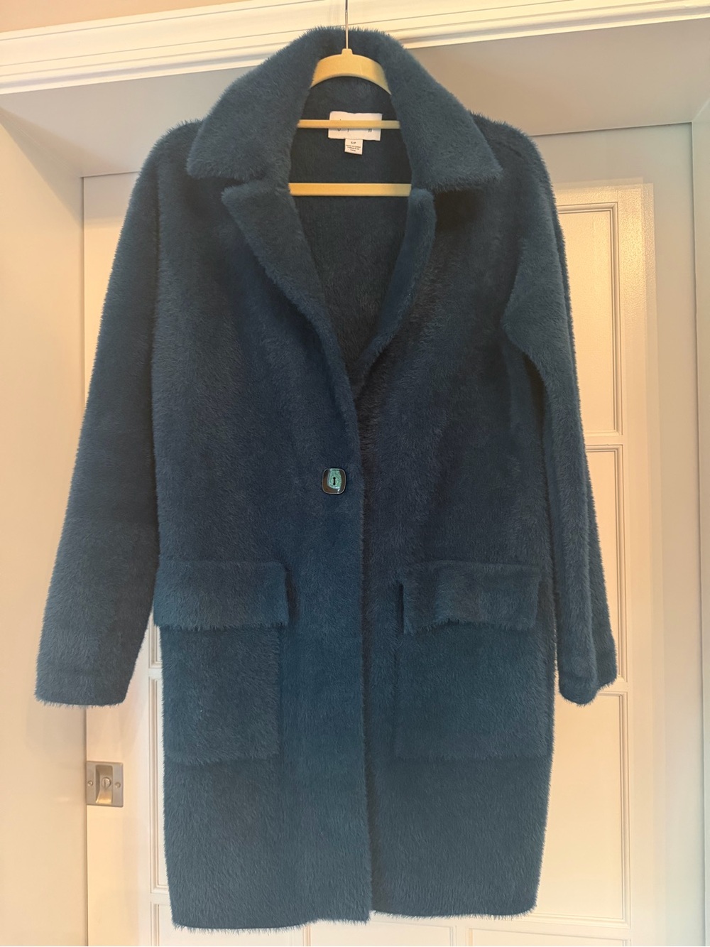 Joseph Ribkoff Teal Faux-Fur Single-Button Teddy Coat